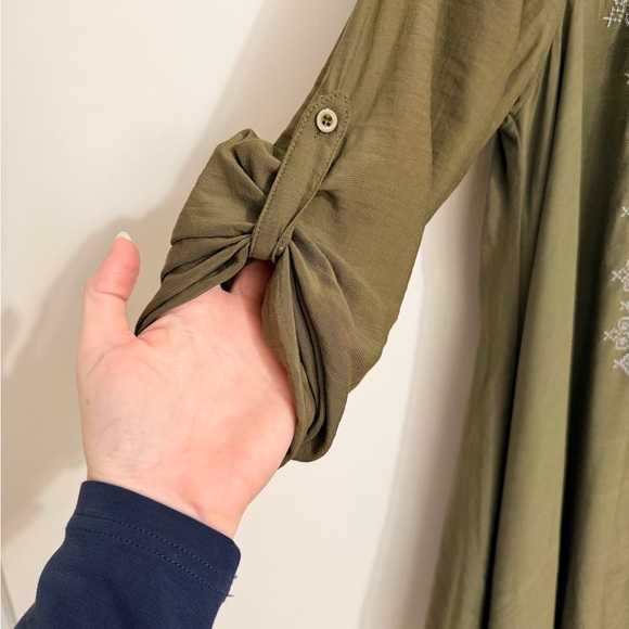 Embroidered Olive Green Women's Top - Picture 3 of 5